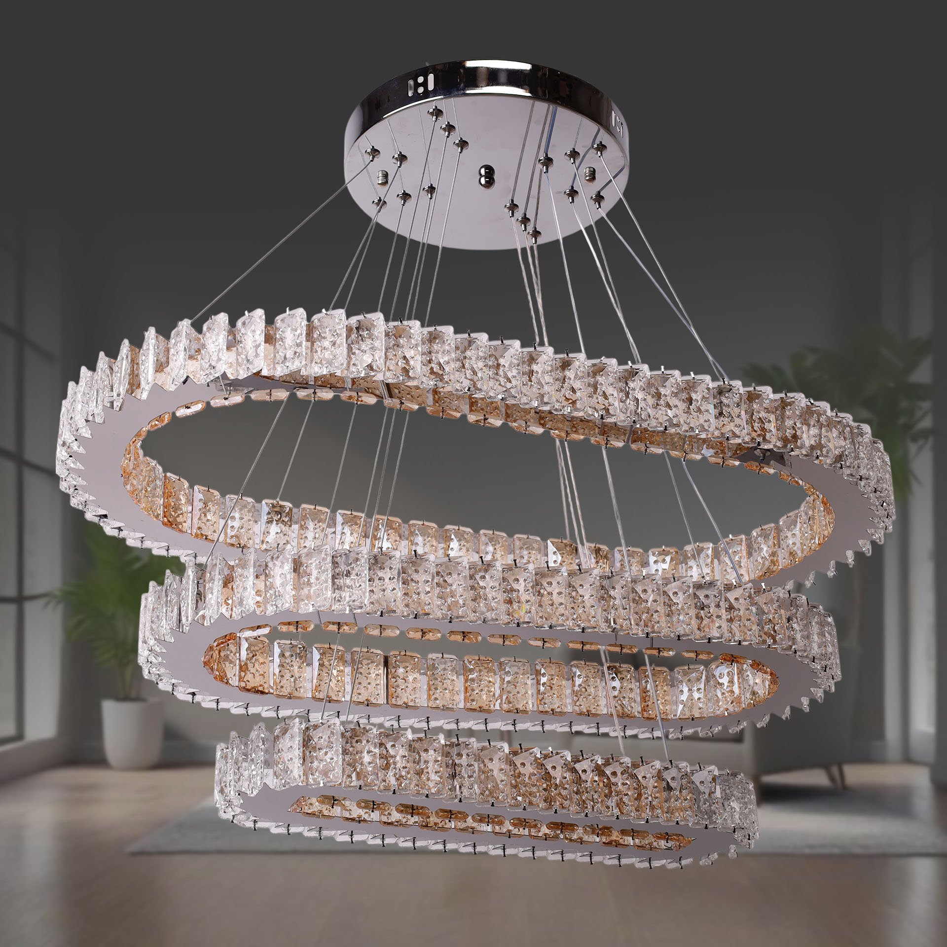 A840-3 Lü Elips Kristal Led Avize